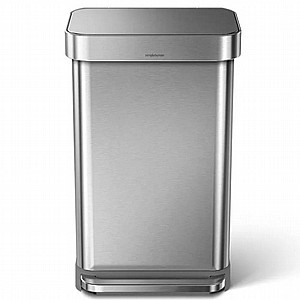 פח דוושה רחבה מלבני, נירוסטה 45 ל' simplehuman פח דוושה רחבה מלבני, נירוסטה 45 ל' simplehuman